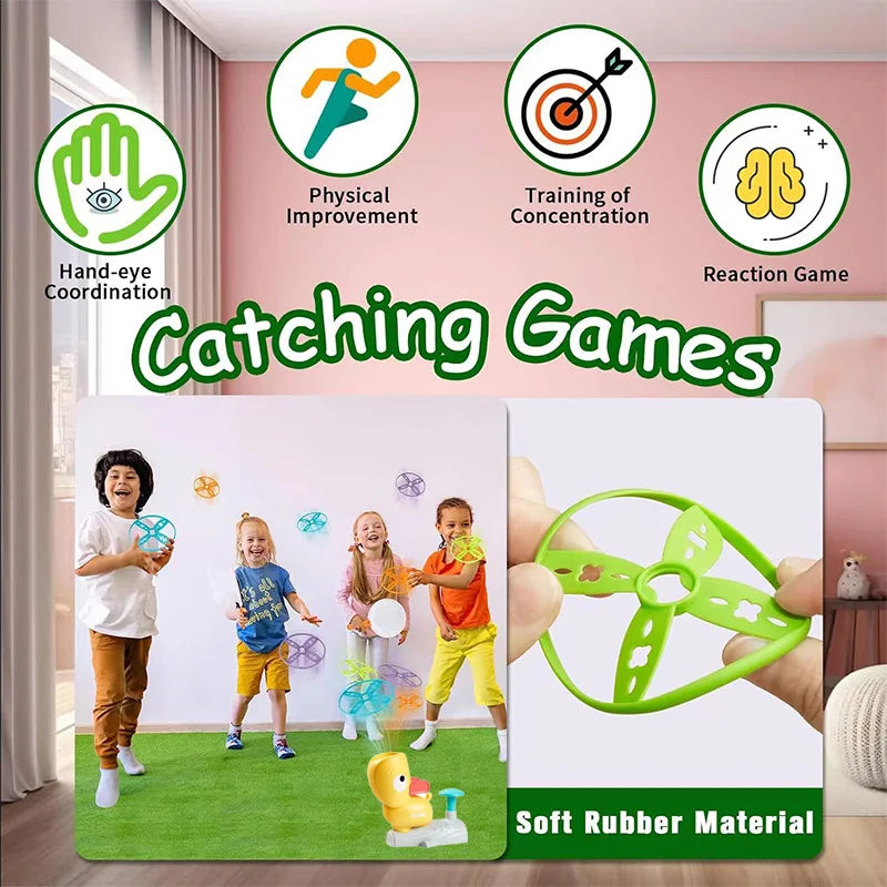 Outdoor Flying Air Disc Launcher Toys for Kids Disc Flying Game Toddlers outside Sports Chasing Summer Backyard Family Toys